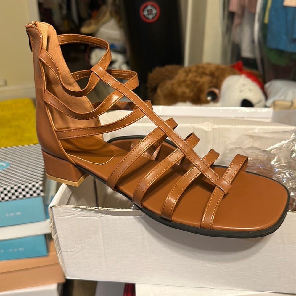 Brand New gladiator straps short heels sassy sandals